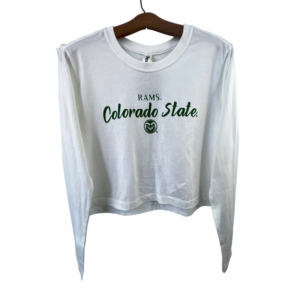Ouray Long Sleeve Tshirt Size Medium Colorado State Rams Cropped White Green